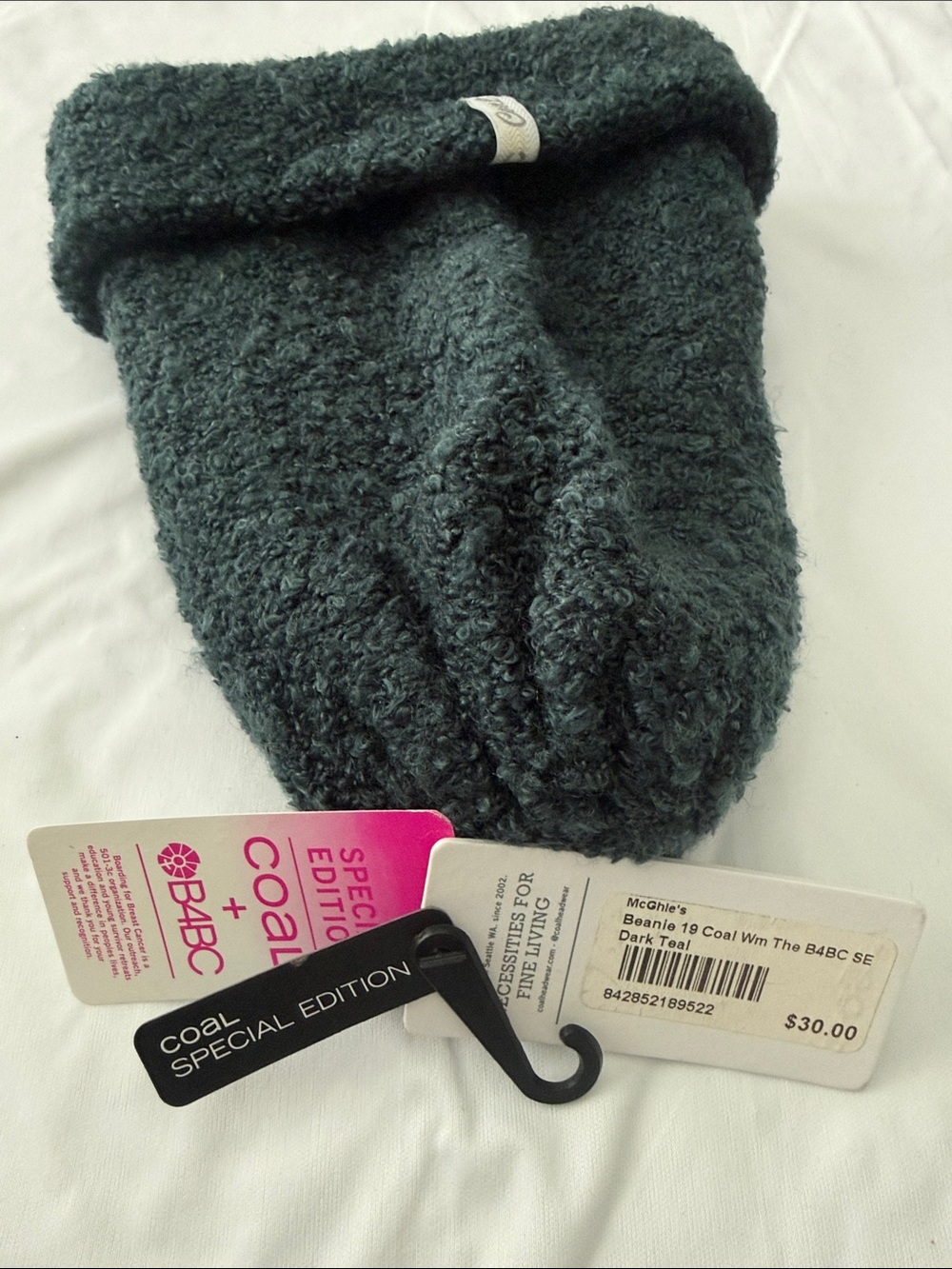 Plush Loop Knit Beanie Hat - Dark Teal - Picture 3 of 3